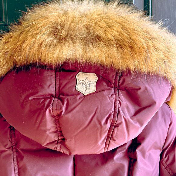 Mackage Burgundy Down Coat with Natural Fur Trip - Exce Condition, Size L-10 - Picture 7 of 10